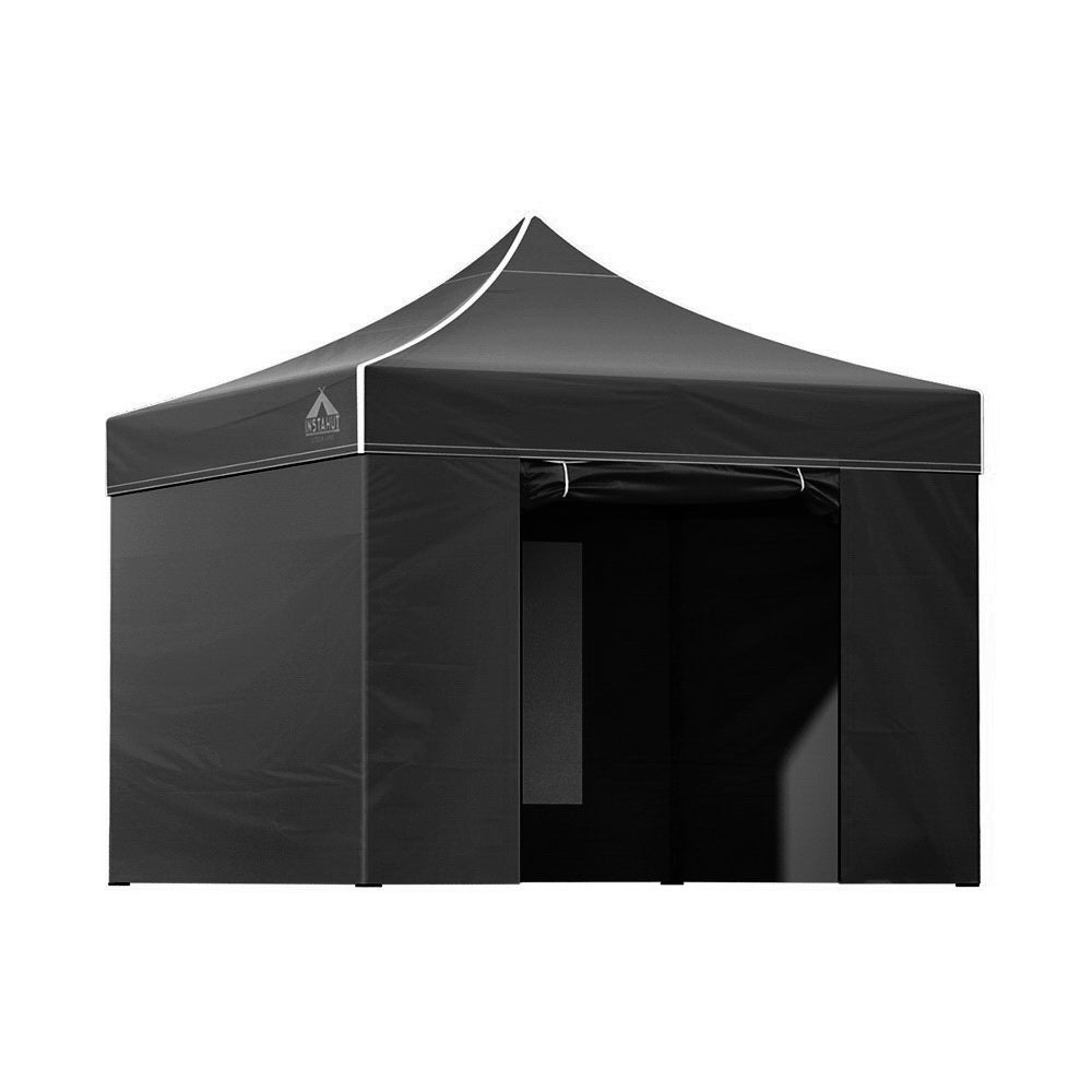 Instahut Gazebo Pop Up Marquee 3x3m Folding Wedding Tent Gazebos Shade Black