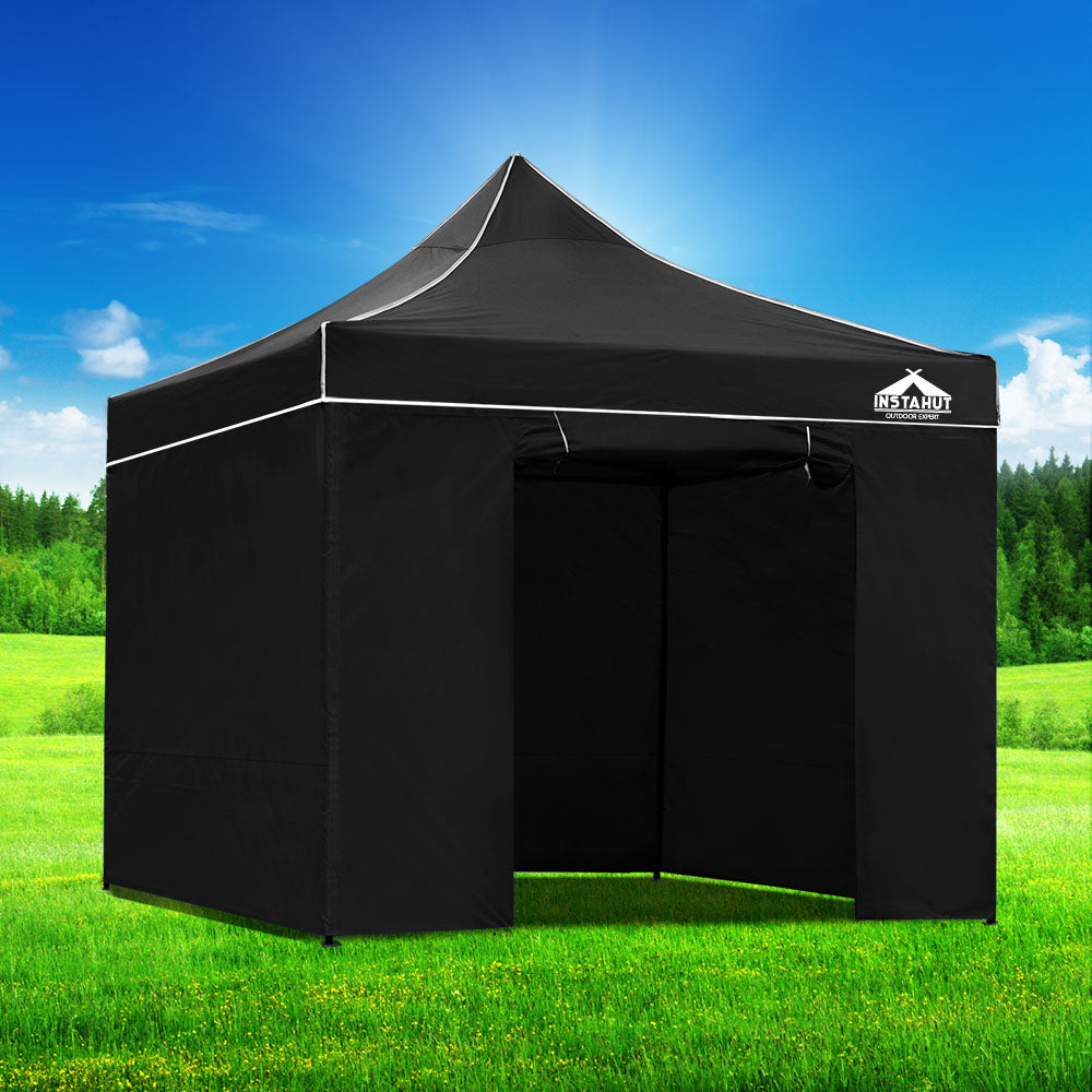 Instahut Gazebo Pop Up Marquee 3x3m Folding Wedding Tent Gazebos Shade Black