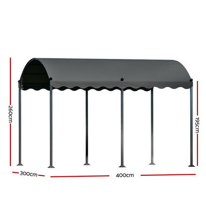 Instahut Gazebo 4x3m Party Marquee Outdoor Wedding Event Tent Iron Art Tent Grey