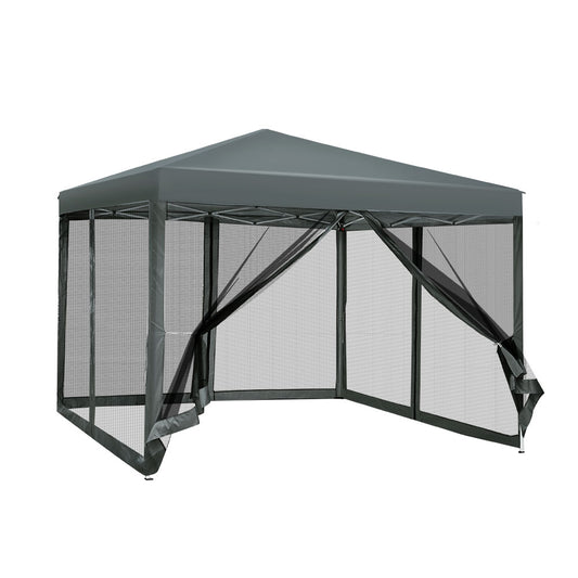 Instahut Gazebo Pop Up Marquee 3x3 Wedding Side Mesh Wall Outdoor Gazebos Grey