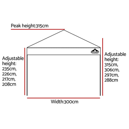 Instahut Gazebo Pop Up Marquee 3x3m Outdoor Tent Folding Wedding Gazebos White