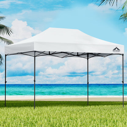 Instahut Gazebo Pop Up 3x4.5m w/Base Podx4 Marquee Folding Outdoor Wedding Camping Tent Shade Canopy White