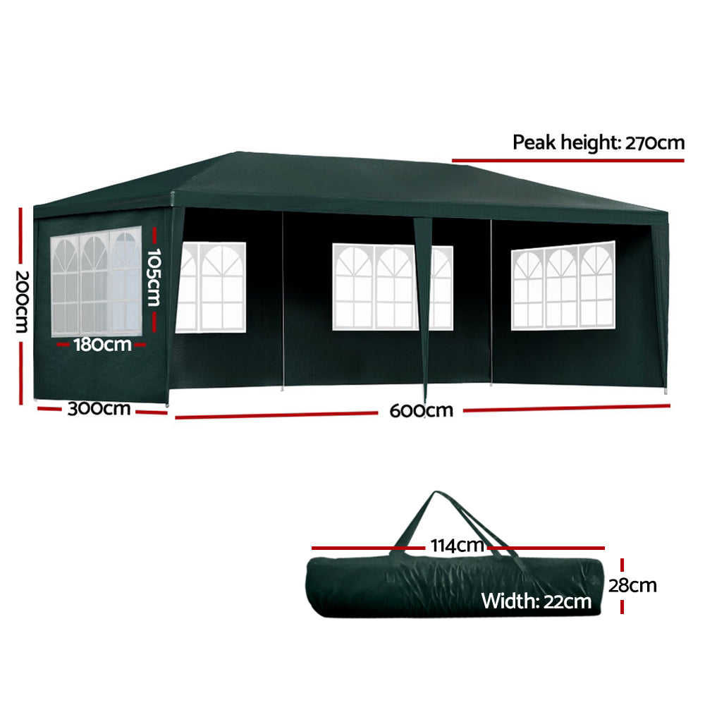 Instahut Gazebo 3x6 Outdoor Marquee Gazebos Wedding Party Camping Tent 4 Wall Panels