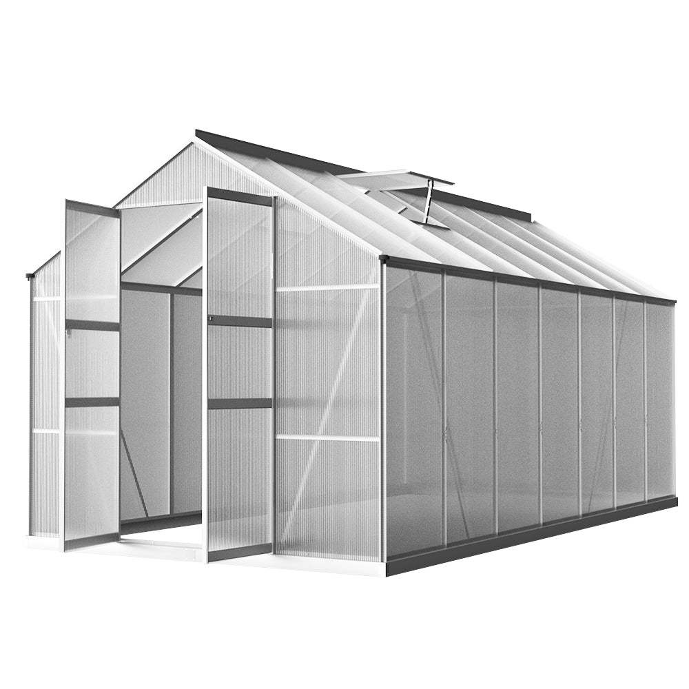 Greenfingers Greenhouse Aluminium Green House Garden Shed Polycarbonate 4.1x2.5M