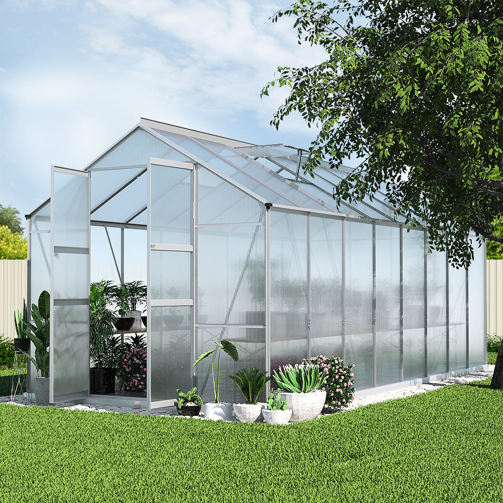 Greenfingers Aluminium Greenhouse Polycarbonate Green House Garden Shed 4.7x2.5M