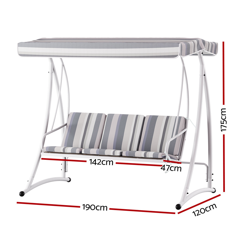 Gardeon Outdoor Swing Chair Garden Bench 3 Seater Canopy Cushion Furniture