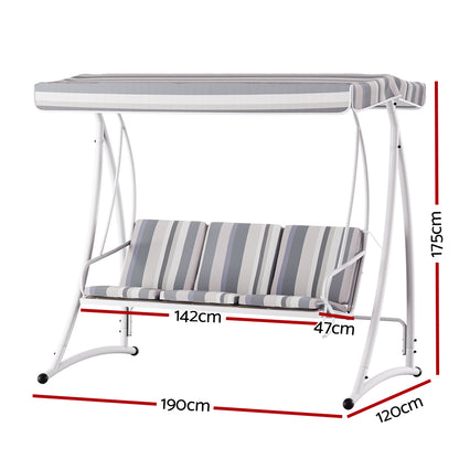 Gardeon Outdoor Swing Chair Garden Bench 3 Seater Canopy Cushion Furniture