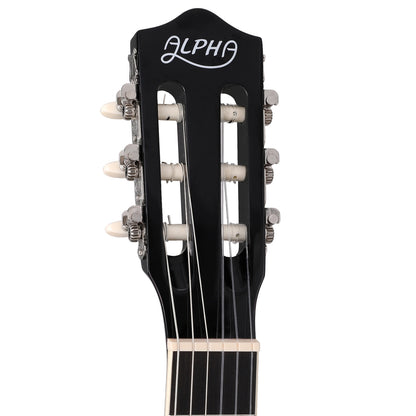 Alpha 39 Inch Classical Guitar Wooden Body Nylon String Beginner Gift Black