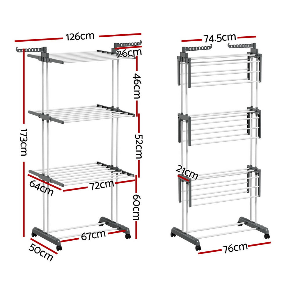 Artiss Clothes Drying Rack 173cm Coat Aier Hanger Foldable