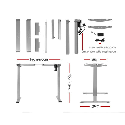 Artiss Standing Desk Sit Stand Motorised Height Adjustable Frame Only Grey