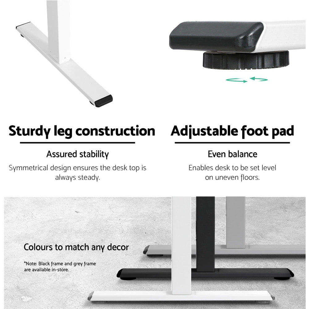 Artiss Standing Desk Sit Stand Motorised Height Adjustable Frame Only White