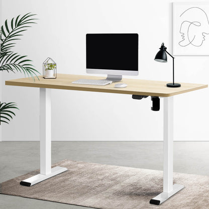 Artiss Electric Standing Desk Motorised Sit Stand Desks Table White Oak 140cm