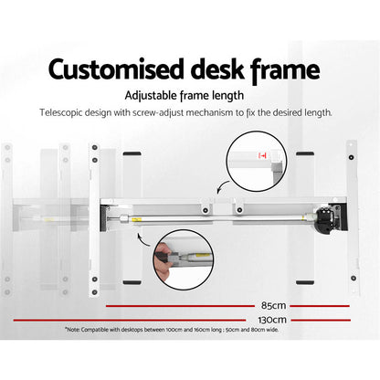 Artiss Electric Standing Desk Motorised Sit Stand Desks Table White 140cm