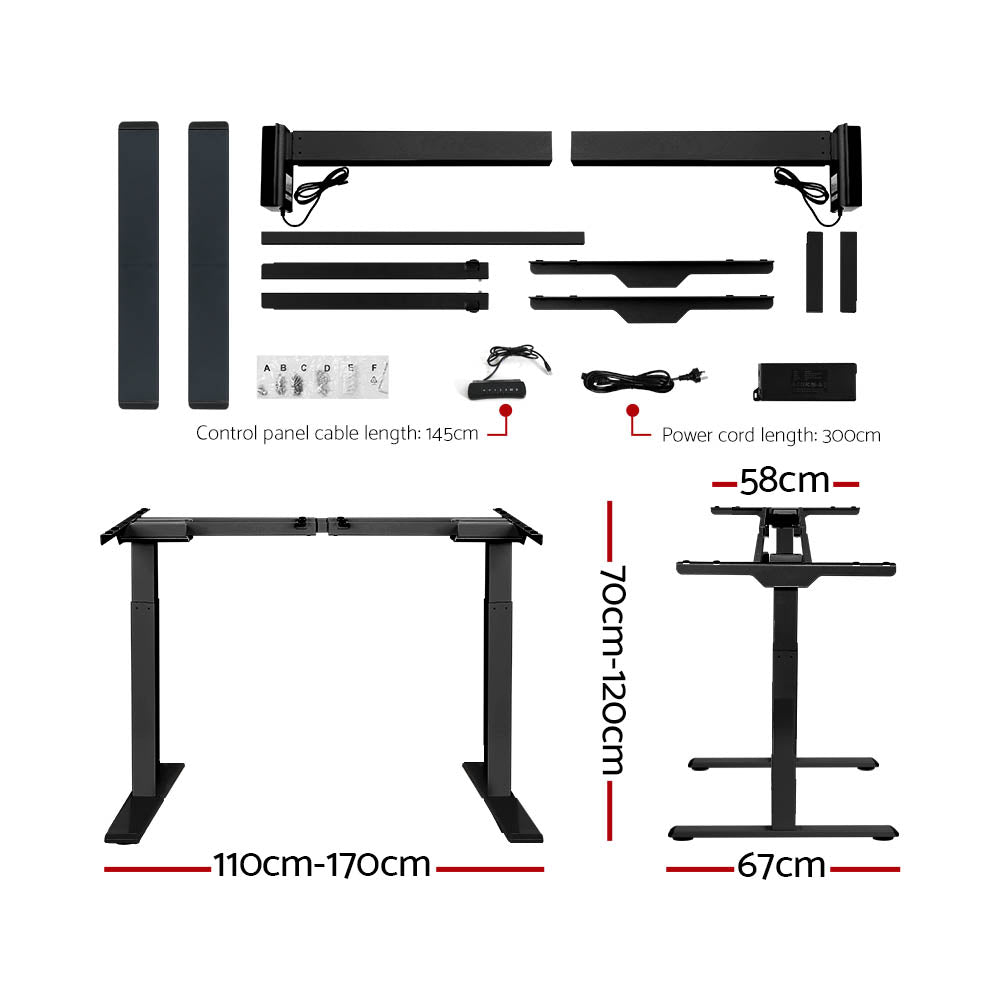 Artiss Standing Desk Electric Height Adjustable Sit Stand Desks Table Black