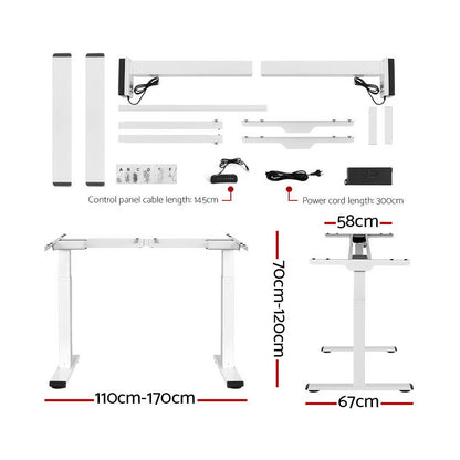 Artiss Standing Desk Electric Adjustable Sit Stand Desks White Black 140cm