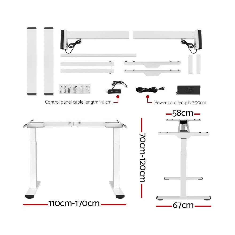 Artiss Standing Desk Electric Adjustable Sit Stand Desks White Brown 140cm