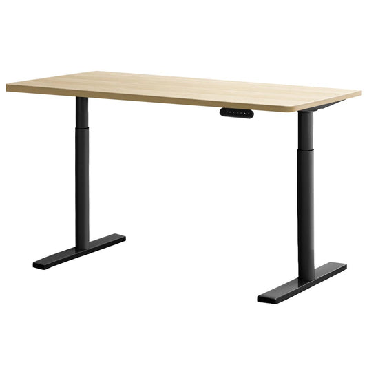 Artiss Electric Standing Desk Height Adjustable Sit Stand Desks Black Oak 140cm