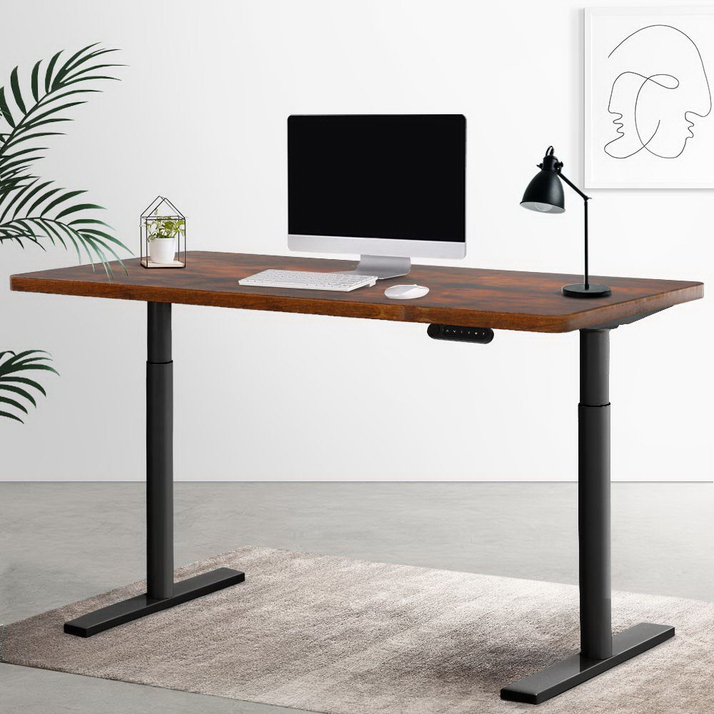 Artiss Electric Standing Desk Motorised Adjustable Sit Stand Desks Black Brown