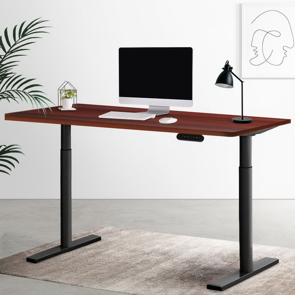 Artiss Electric Standing Desk Adjustable Sit Stand Desks Black Walnut 140cm