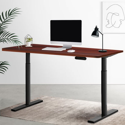 Artiss Electric Standing Desk Adjustable Sit Stand Desks Black Walnut 140cm