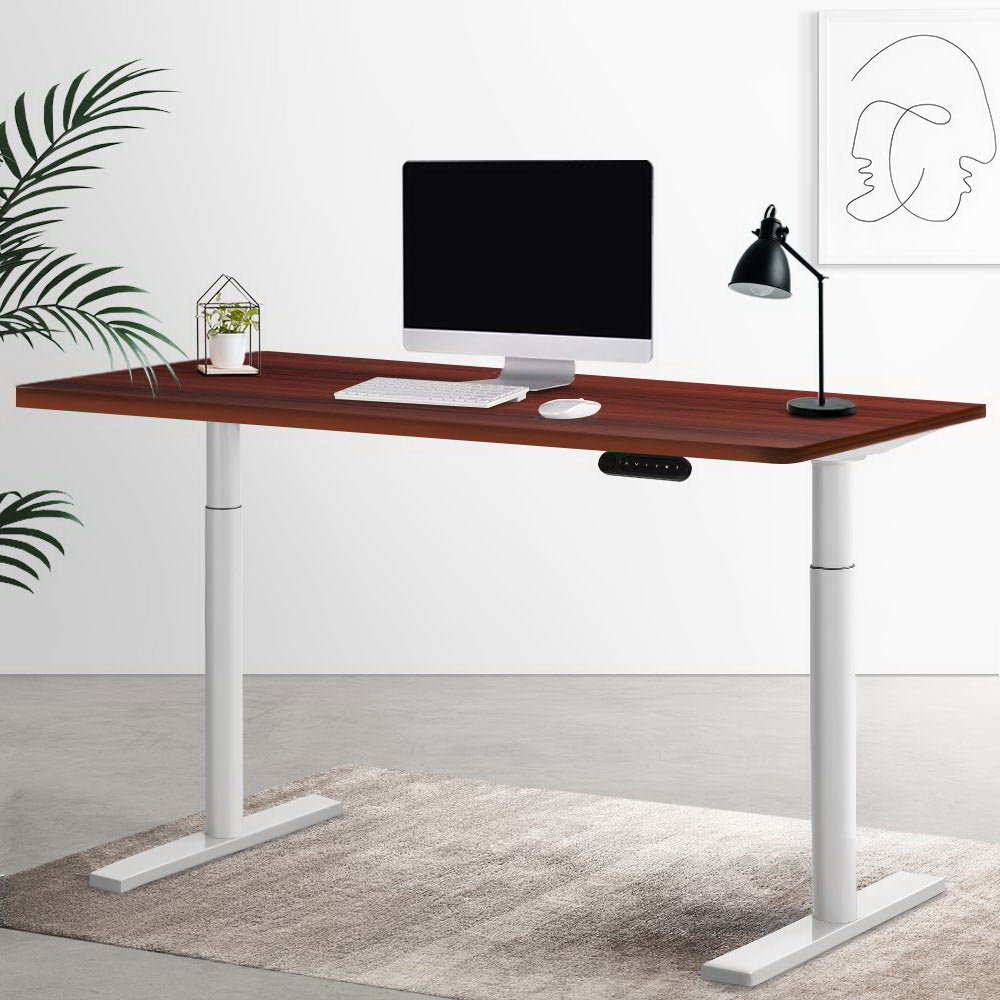 Artiss Electric Standing Desk Adjustable Sit Stand Desks White Walnut 140cm