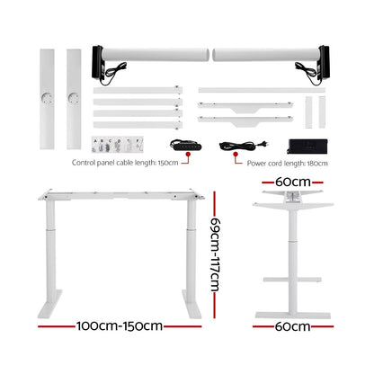 Artiss Electric Standing Desk Height Adjustable Sit Stand Desks Table White