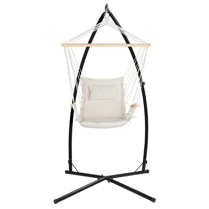 Gardeon Outdoor Hammock Chair with Steel Stand Hanging Hammock Beach Cream