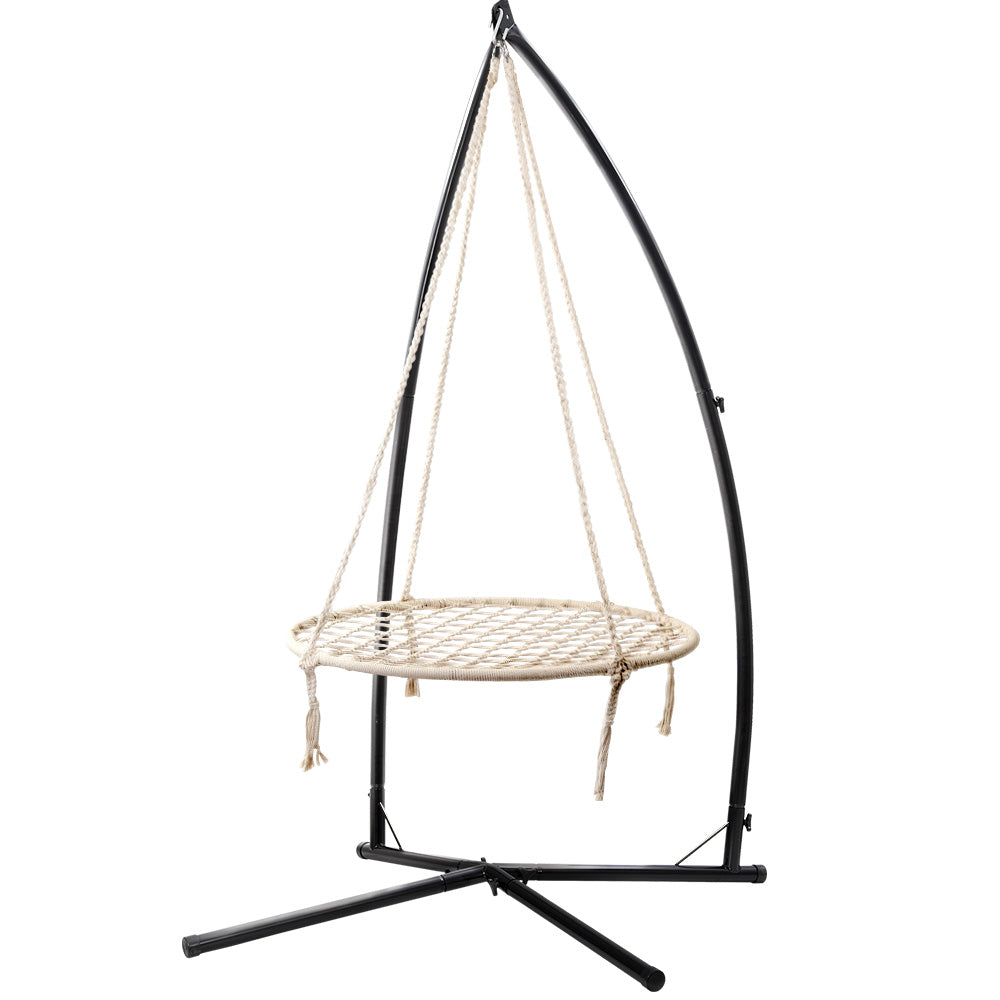 Gardeon Outdoor Hammock Chair with Stand 100cm - Cream