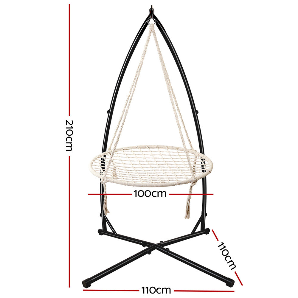 Gardeon Outdoor Hammock Chair with Stand 100cm - Cream