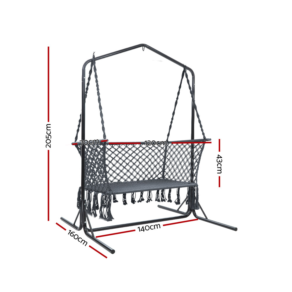 Gardeon Outdoor Swing Hammock Chair with Stand Frame 2 Seater Bench Furniture