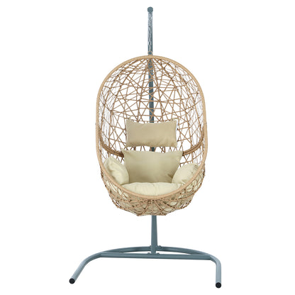 Gardeon Swing Chair Egg Hammock With Stand Outdoor Furniture Wicker Seat Yellow