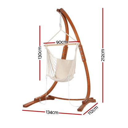 Gardeon Wooden Hammock Chair with Stand Outdoor Lounger Camping Hammock Timber