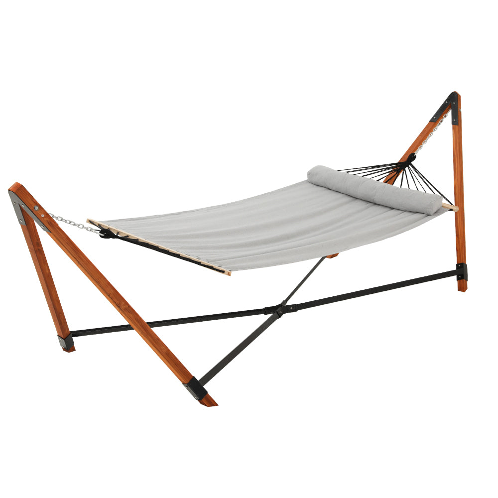 Gardeon Wooden Hammock Chair with Stand Linen Hammock Bed Timber Steel 200KG