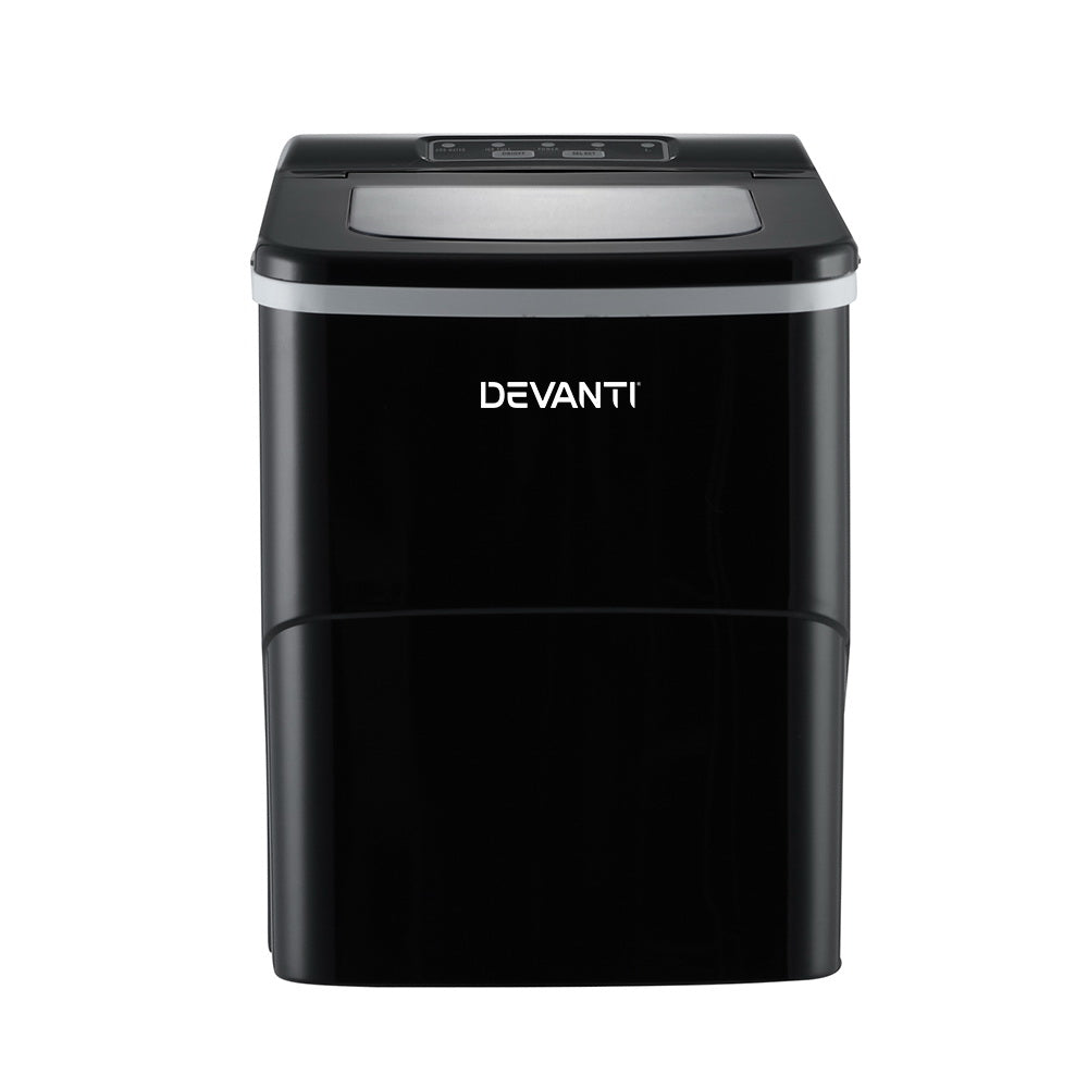 DEVANTi Portable Ice Cube Maker Machine 2L Home Bar Benchtop Easy Quick Black