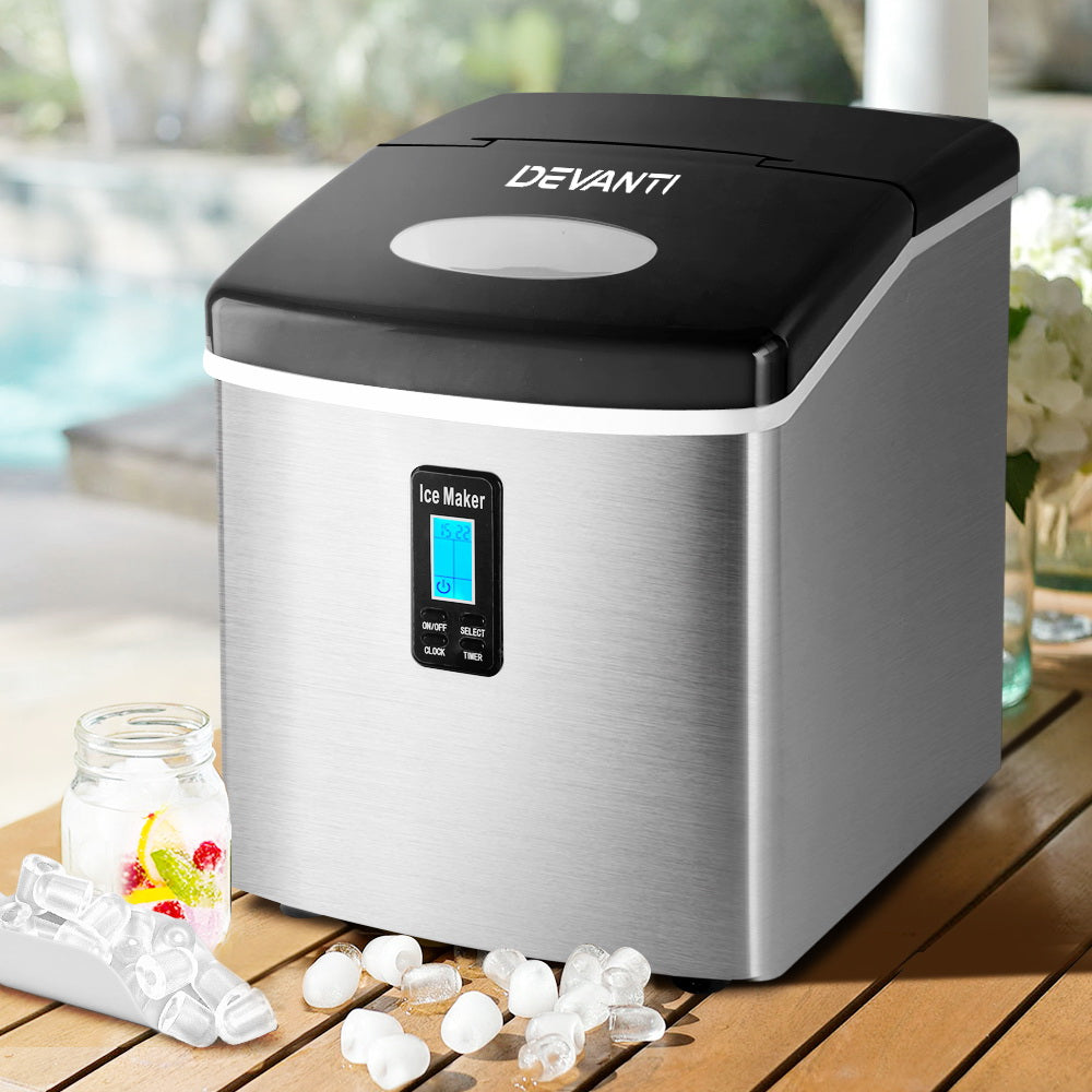 Devanti 3.2L Stainless Steel Portable Ice Cube Maker