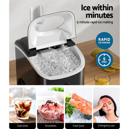 Devanti Portable Ice Maker Machine Nuggetc Ice Cube 15kg Bar Countertop