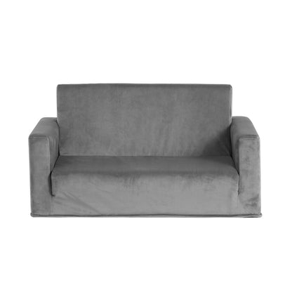 Keezi Kids Sofa 2 Seater Chair Children Flip Open Couch Armchair Grey