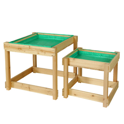 Keezi Kids Sandpit Sand and Water Wooden Table with Cover Outdoor Sand Pit Toys