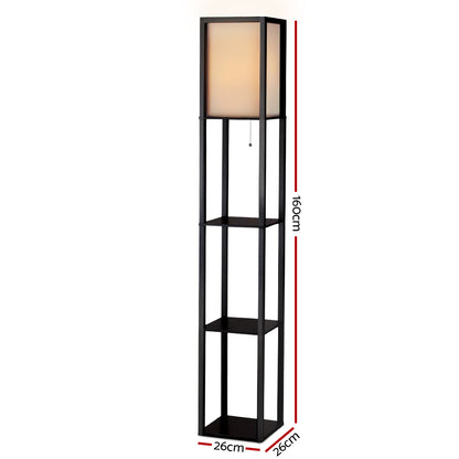 Artiss Led Floor Lamp Shelf Vintage Wood Standing Light Reading Storage Bedroom