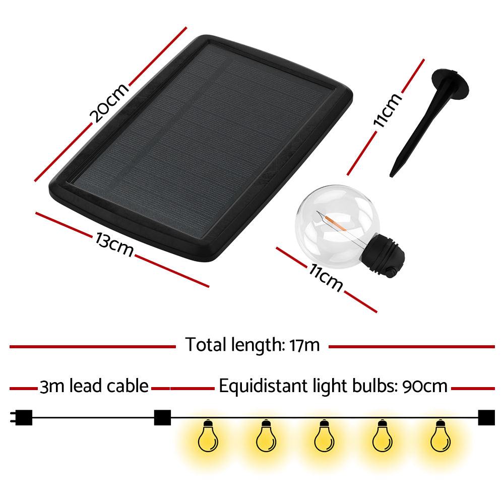 Jingle Jollys 17m Solar Festoon Lights Outdoor LED String Light Christmas 2 Pack