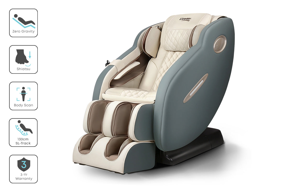 Livemor Massage Chair Electric Recliner Massager Grey Ozeni