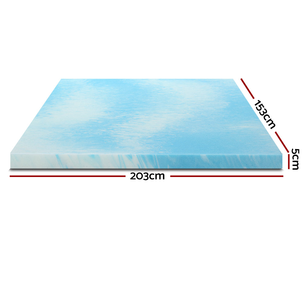 Giselle Cool Gel Memory Foam Topper Mattress Toppers w/ Bamboo Cover 5cm QUEEN