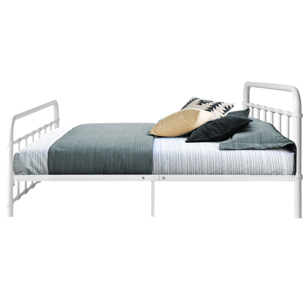 Artiss LEO Metal Bed Frame - Queen (White)