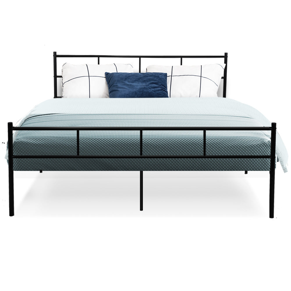 Artiss Metal Bed Frame Queen Size Platform Foundation Mattress Base SOL Black