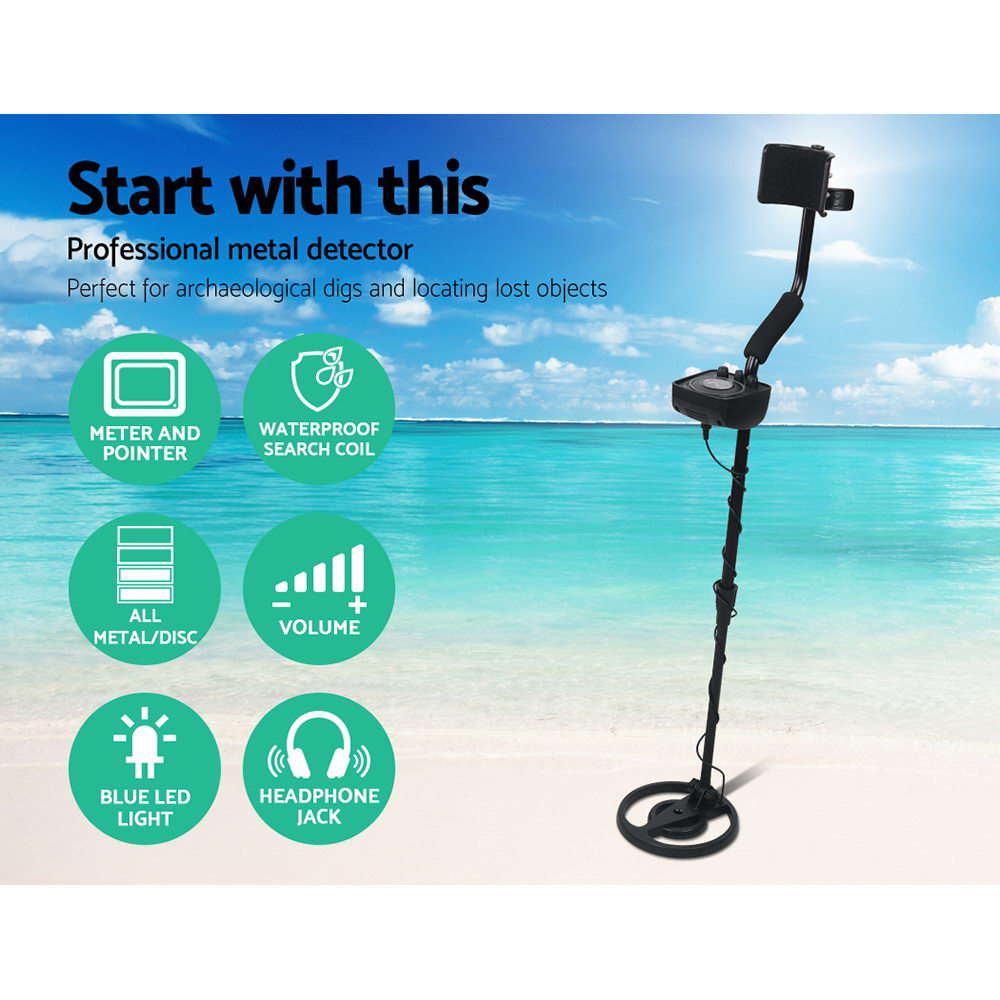 LED Metal Detector with Headphones - Black