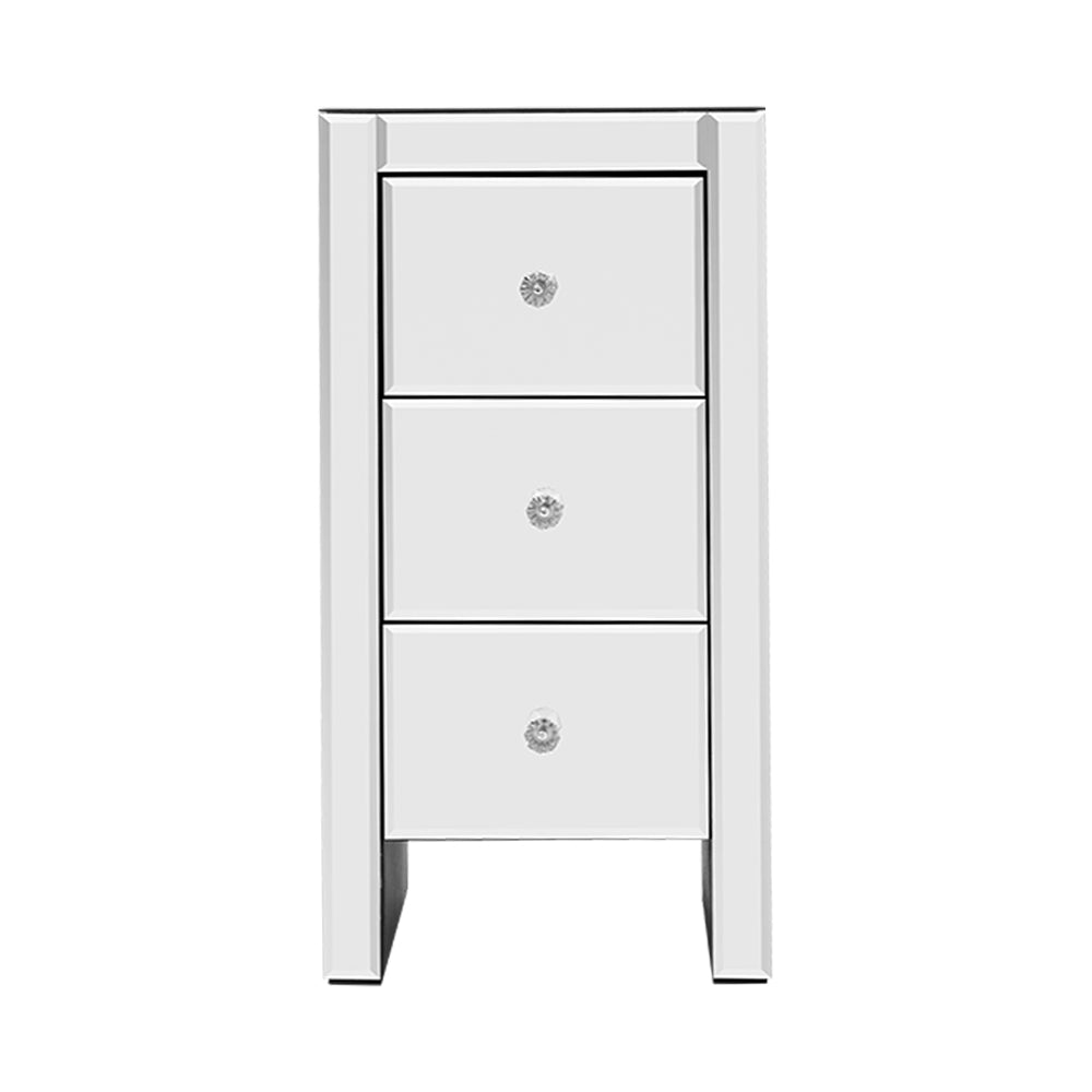 Artiss Mirrored Bedside table Drawers Furniture Mirror Glass Quenn Silver