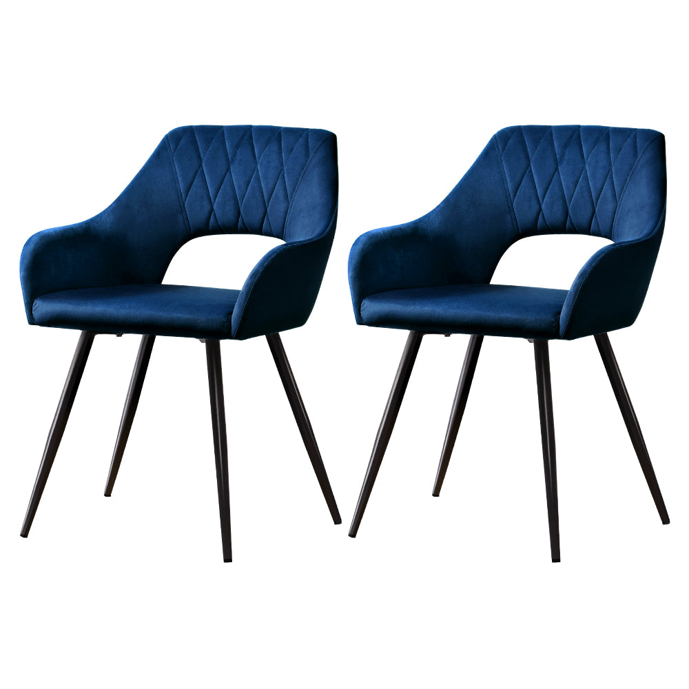 Artiss Set of 2 Caitlee Dining Chairs Kitchen Chairs Velvet Upholstered Blue