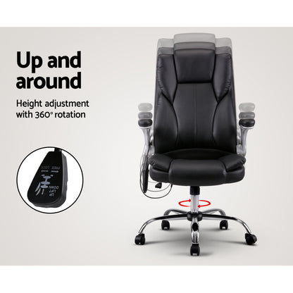 Artiss Massage Office Chair 8 Point PU Leather Office Chair - Black