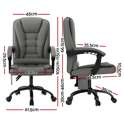 Artiss Massage Office Chair Executive Computer Chairs Fabric Recline Grey