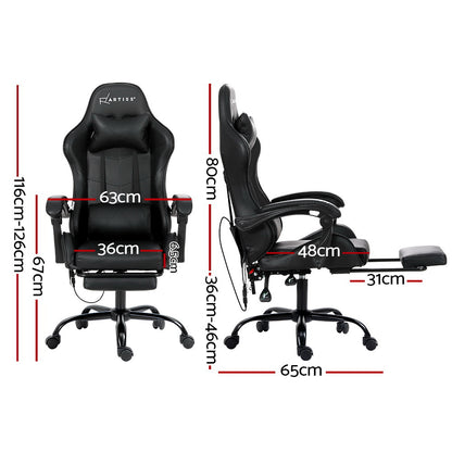 Artiss Gaming Office Chair Racing Massage Computer Seat Footrest Leather